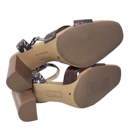 Alfani Irinna Brown Snakeprint Open Toe Buckle Ankle Strap Sandals Sz 8M - Picture 6 of 10